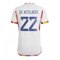 Camiseta Bélgica Charles De Ketelaere #22 Segunda Equipación Replica Mundial 2022 mangas cortas